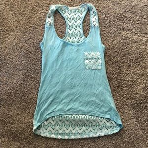 Cute Blue Tank Top With See Through Back